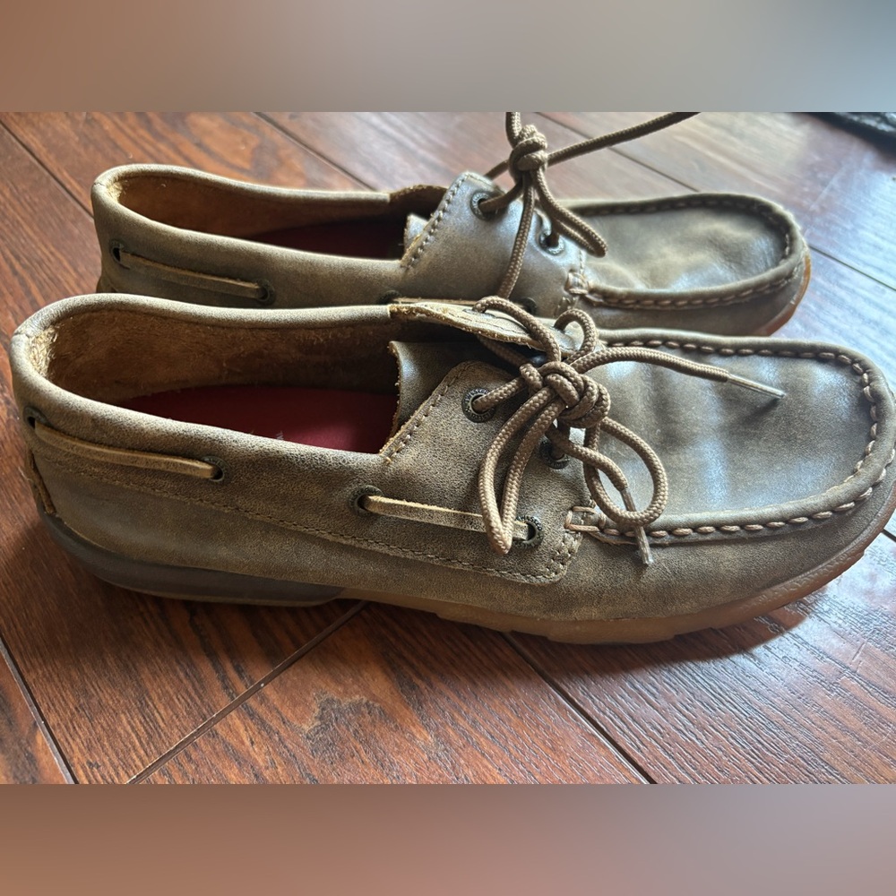 Twisted X Tan Leather Boat Shoes women 8